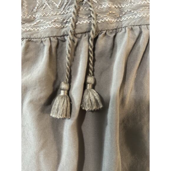 St. John’s Bay Embroidered Boho Peasant Blouse Women’s Large W/ Tassels Brown - Picture 4 of 10